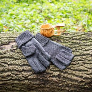 Vlněné prstové rukavice Dachstein s kůží - 9.5