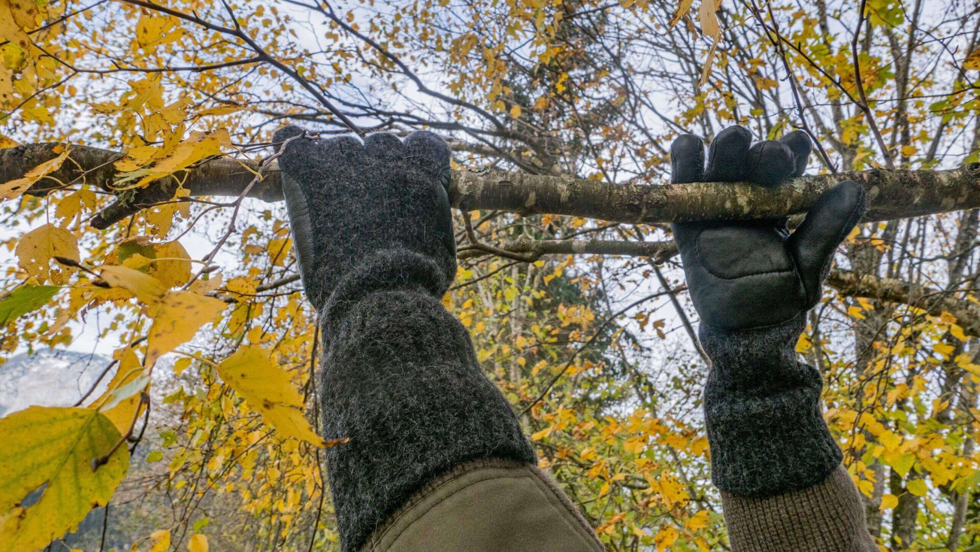 Vlněné prstové rukavice Dachstein s kůží - Obrázek 3